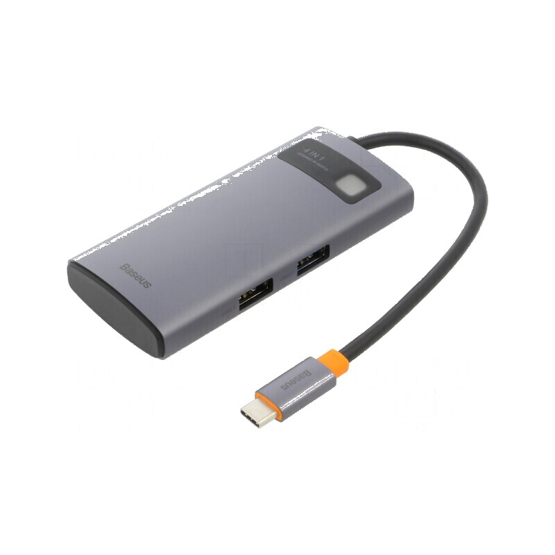 Hub USB HDMI soclu, USB A soclu x2, USB C soclu gri 0,18m - Hub USB HDMI cu soclu USB A x2 și USB C, 0,18m | Electronic-mag.ro | Componente Electronice