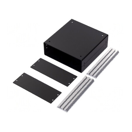 Carcasă aluminiu neagră - 180mm x 185mm x 65mm | Electronic-mag.ro | Componente Electronice