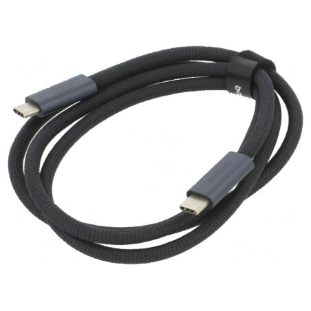 Cablu USB C 4.0 1m negru textilă | Electronic-mag.ro | Componente Electronice