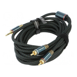 Cablu audio RCA 3,5mm 5m - negru aurit | Electronic-mag.ro | Componente Electronice