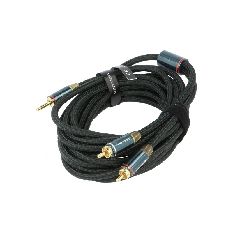 Cablu audio RCA 3,5mm 5m - negru aurit | Electronic-mag.ro | Componente Electronice