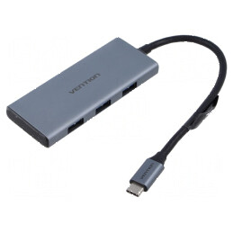 Hub USB USB 3.0 gri 7 porturi 0,15m nichelat | Electronic-mag.ro | Componente Electronice