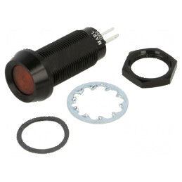 Lampă LED plată roşie 12VDC Ø12,7mm IP67 | Electronic-mag.ro | Componente Electronice