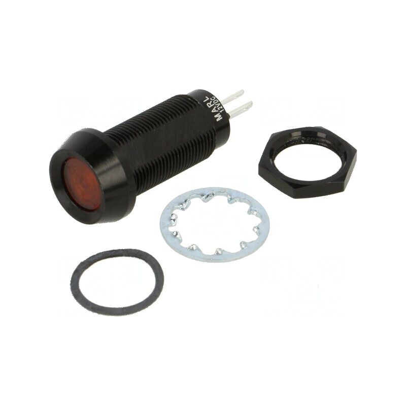 Lampă LED plată roşie 12VDC Ø12,7mm IP67 | Electronic-mag.ro | Componente Electronice