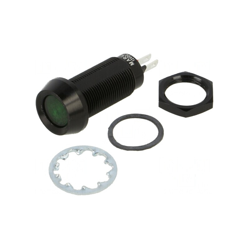 Lampă de control LED verde 12VDC Ø12,7mm IP67 | Electronic-mag.ro | Componente Electronice