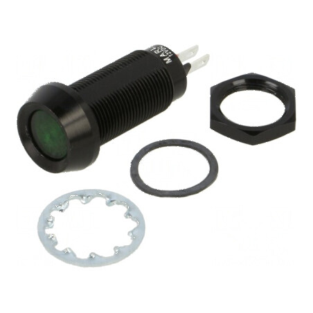 Lampă de control LED verde 12VDC Ø12,7mm IP67 | Electronic-mag.ro | Componente Electronice