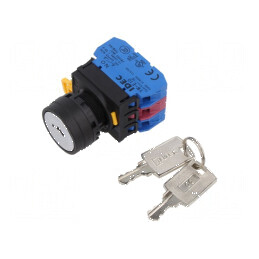 Comutator rotativ cu cheie 22mm - Set de 2 bucăți | Electronic-mag.ro | Componente Electronice