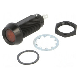 Lampă de control LED plată roşie Ø12,7mm IP67 | Electronic-mag.ro | Componente Electronice