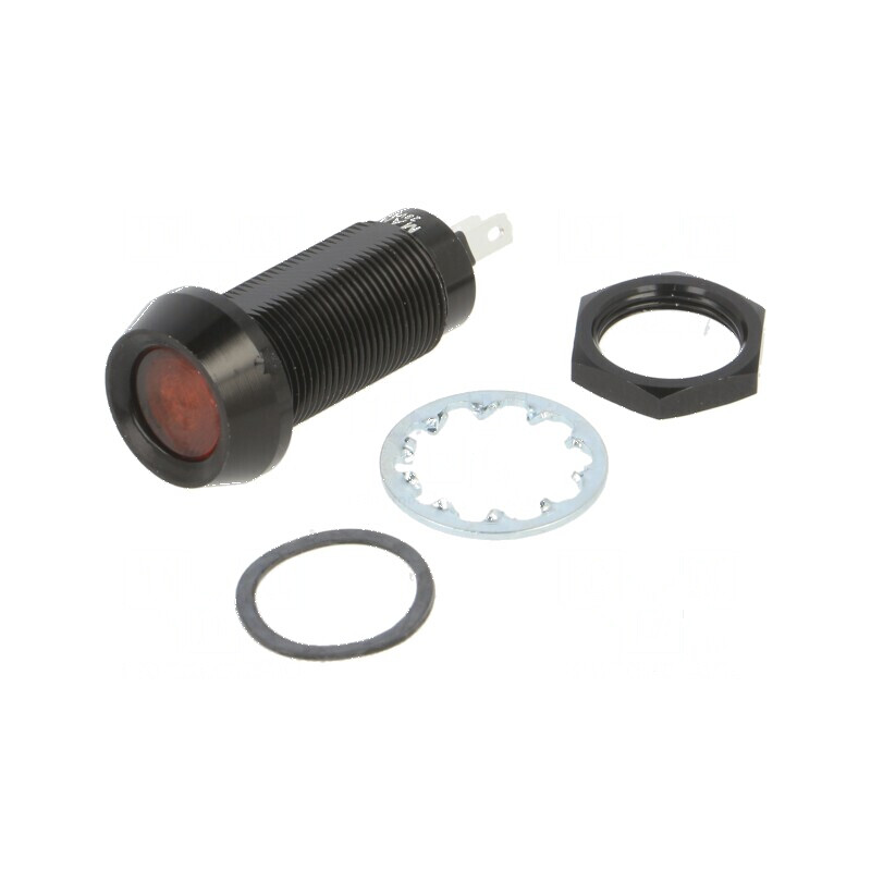 Lampă de control LED plată roşie Ø12,7mm IP67 | Electronic-mag.ro | Componente Electronice
