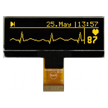 Afişaj OLED grafic galben 128x32 62x24mm | Electronic-mag.ro | Componente Electronice