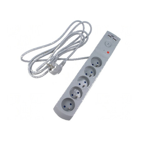 Prelungitor cu prize: protecţie la supratensiune, 5 prize 10A | Electronic-mag.ro | Componente Electronice