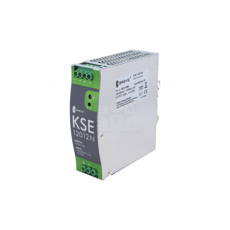 Alimentator pulsatoriu pentru şină DIN 120W 12VDC 10A IP20 | Electronic-mag.ro | Componente Electronice