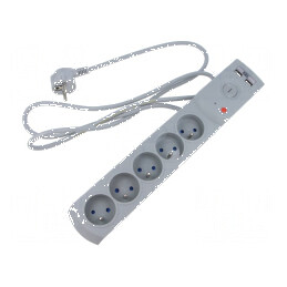 Prelungitor cu prize: protecţie la supratensiune 5 prize 10A | Electronic-mag.ro | Componente Electronice