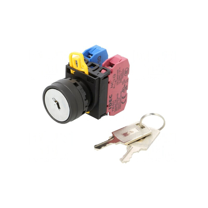 Comutator rotativ cu cheie 22mm - Negru | Electronic-mag.ro | Componente Electronice