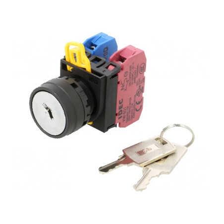 Comutator rotativ cu cheie 22mm - Negru | Electronic-mag.ro | Componente Electronice