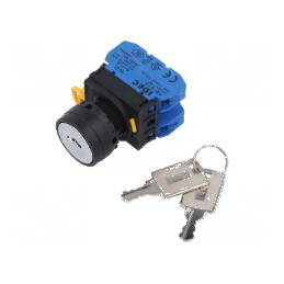 Comutator rotativ cu cheie 22mm 2 pozitii stabile 2NO x2 neagra - Comutator rotativ cu cheie 22mm 2 pozitii stabile 2NO x2 neagr | Electronic-mag.ro | Componente Electronice