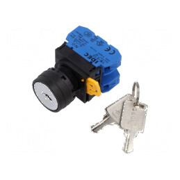 Comutator rotativ cu cheie 22mm: 2 pozitii stabile, 2 normale deschise x 2 neagra | Electronic-mag.ro | Componente Electronice