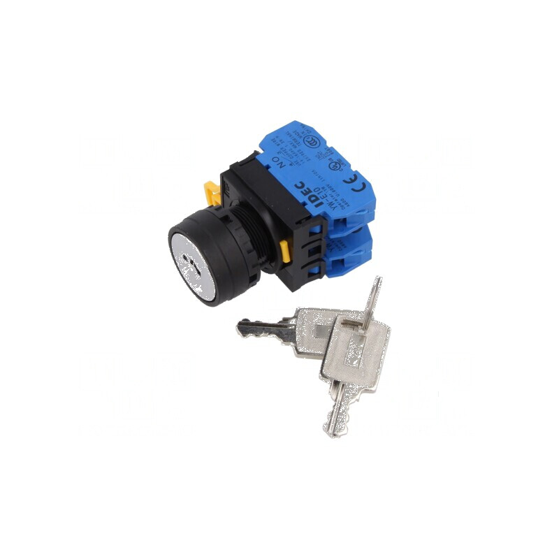 Comutator rotativ cu cheie 22mm 3 pozitii stabile negru - Comutator rotativ cu cheie 22mm | Electronic-mag.ro | Componente Electronice