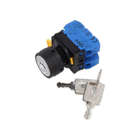 Comutator rotativ cu cheie 22mm 3 pozitii stabile negru - Comutator rotativ cu cheie 22mm | Electronic-mag.ro | Componente Electronice