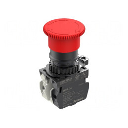 Comutator de siguranță 22mm cu 2 poziții și 2 contacte NC, culoare roșie | Electronic-mag.ro | Componente Electronice