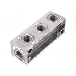 Bloc ramificator de presiune 0-16bar din aluminiu - 1 intrare si 3 iesiri | Electronic-mag.ro | Componente Electronice