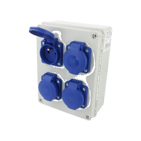 Tablou electric IP44 pentru perete - Priză x4 | Electronic-mag.ro | Componente Electronice