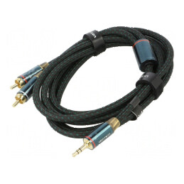 Cablu audio RCA 3.5mm 2m aurit negru | Electronic-mag.ro | Componente Electronice