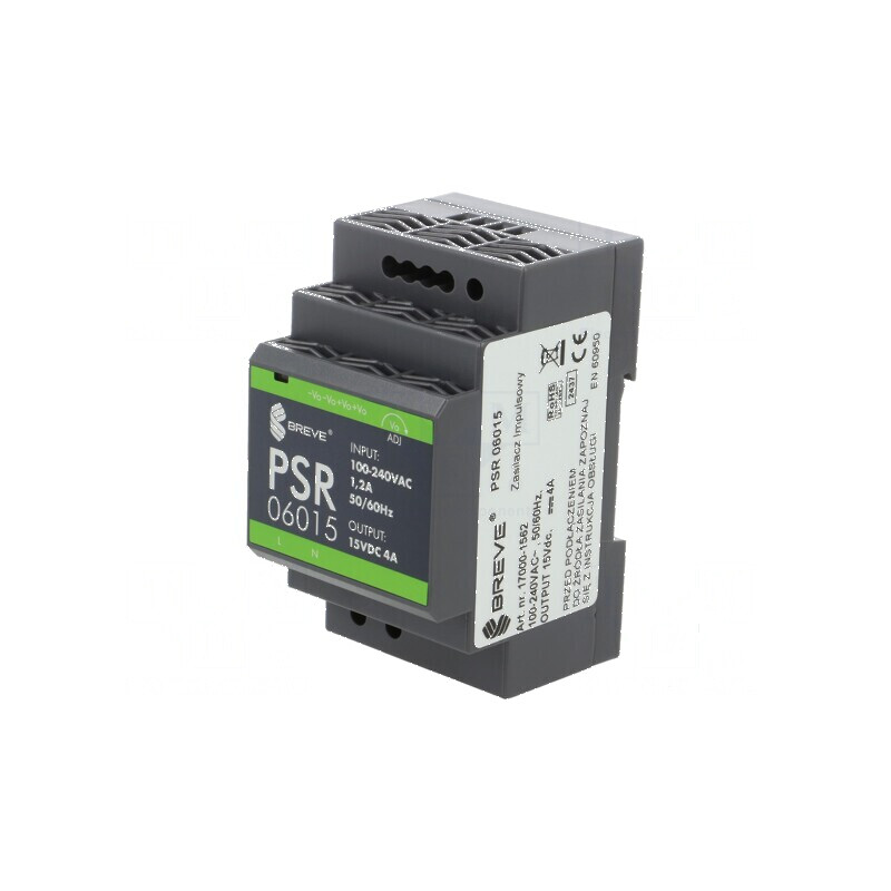 Alimentator pulsatoriu pentru şină DIN 60W 15VDC 4A IP20 | Electronic-mag.ro | Componente Electronice