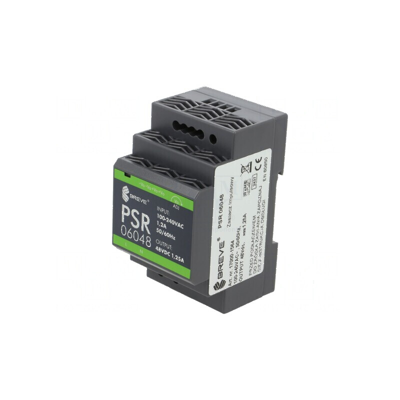 Alimentator pulsatoriu pentru şină DIN 60W 48VDC 1,25A IP20 - Alimentator pulsatoriu pentru şină DIN 60W | Electronic-mag.ro | Componente Electronice