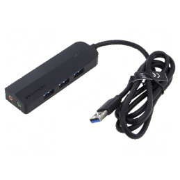 Hub USB 3.0 Plug and Play, LED indicator, negru, cablu 1m | Electronic-mag.ro | Componente Electronice