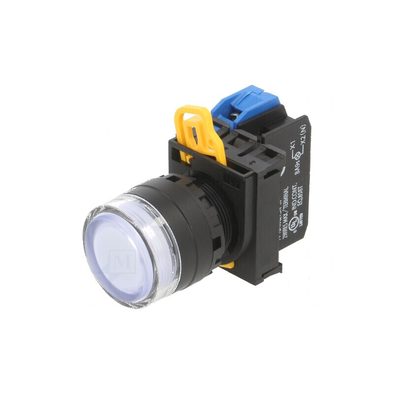Comutator cu două poziții acționat prin apăsare alb 22mm | Electronic-mag.ro | Componente Electronice