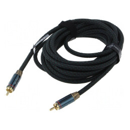 Cablu RCA mufă 5m Placare aurit negru | Electronic-mag.ro | Componente Electronice