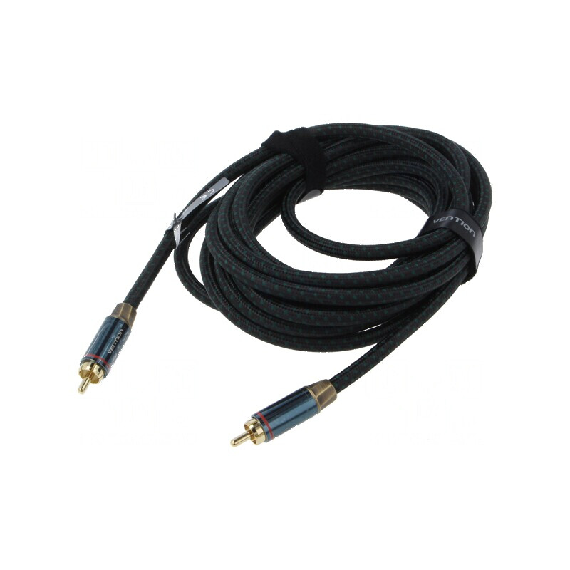 Cablu RCA mufă 5m Placare aurit negru | Electronic-mag.ro | Componente Electronice