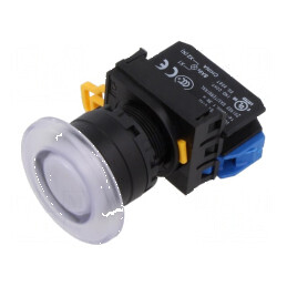 Comutator alb acționat prin apăsare 22mm 2 NO stabilizator de poziție | Electronic-mag.ro | Componente Electronice