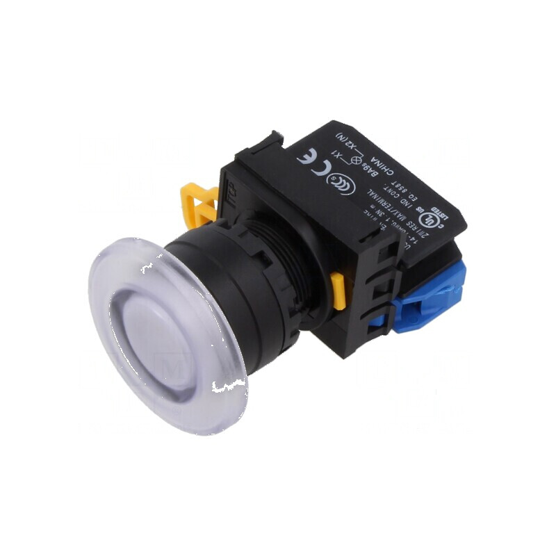 Comutator alb acționat prin apăsare 22mm 2 NO stabilizator de poziție | Electronic-mag.ro | Componente Electronice
