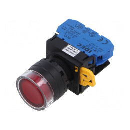 Comutator acţionat prin apăsare 22mm cu 2 contacte normale deschise, culoare roșie | Electronic-mag.ro | Componente Electronice