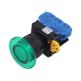 Comutator acționat prin apăsare verde 22mm with 2 contacte normal deschise | Electronic-mag.ro | Componente Electronice