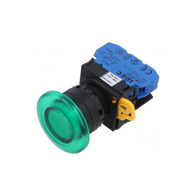 Comutator acționat prin apăsare verde 22mm with 2 contacte normal deschise | Electronic-mag.ro | Componente Electronice