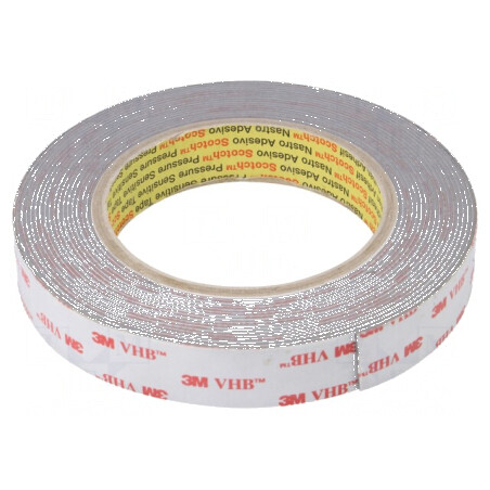 Bandă de fixare acril gri 19mm x 5m | Electronic-mag.ro | Componente Electronice