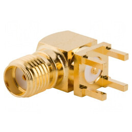 Conector SMA mufă mamă unghi 90° THT PTFE | Electronic-mag.ro | Componente Electronice