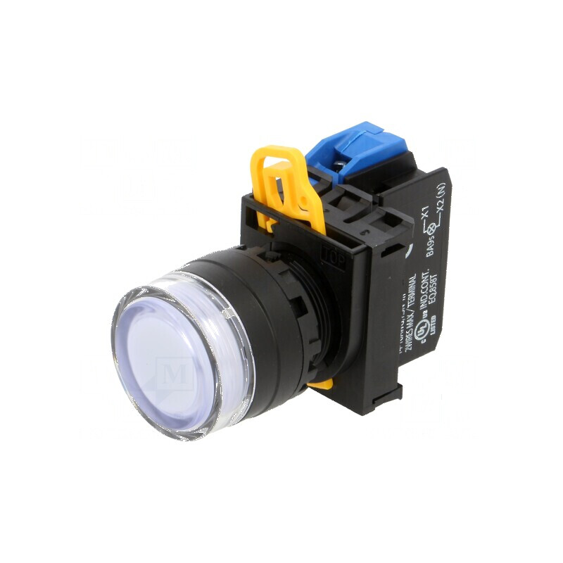 Comutator acționat prin apăsare alb 22mm 2 Poz.i stab NO | Electronic-mag.ro | Componente Electronice