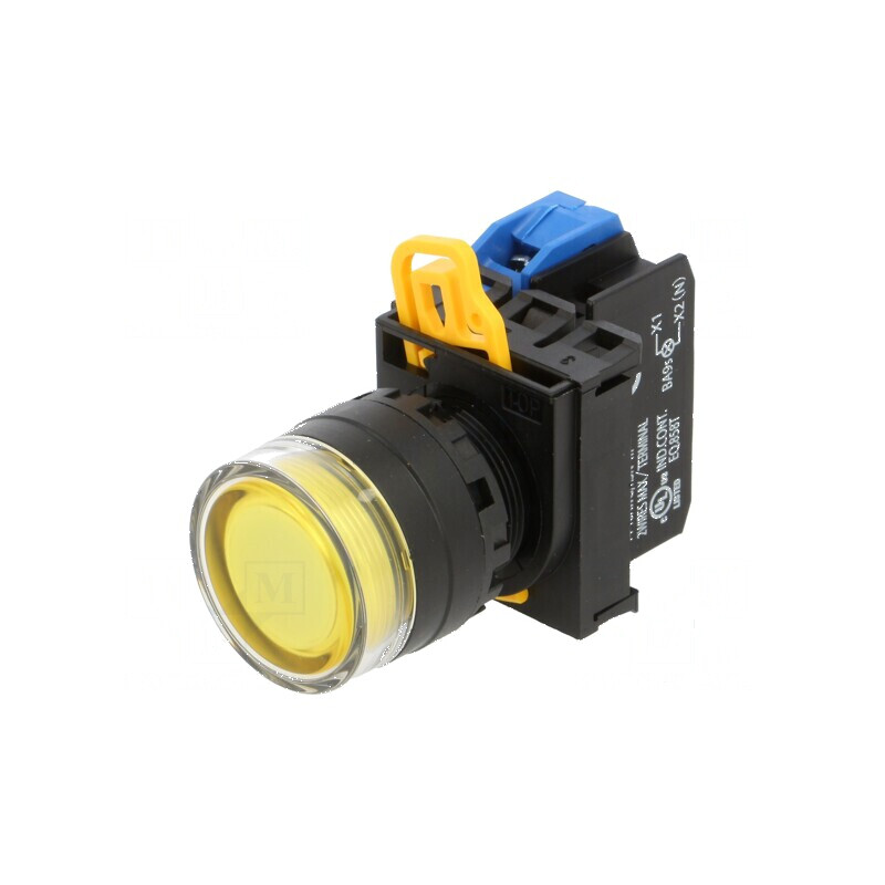Comutator acţionat prin apăsare galben 22mm - 2 contacte normal deschise | Electronic-mag.ro | Componente Electronice