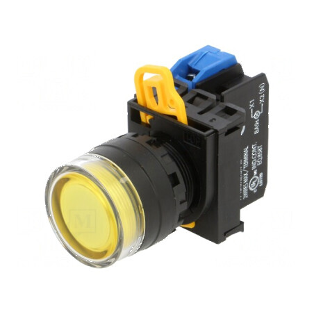 Comutator acţionat prin apăsare galben 22mm - 2 contacte normal deschise | Electronic-mag.ro | Componente Electronice