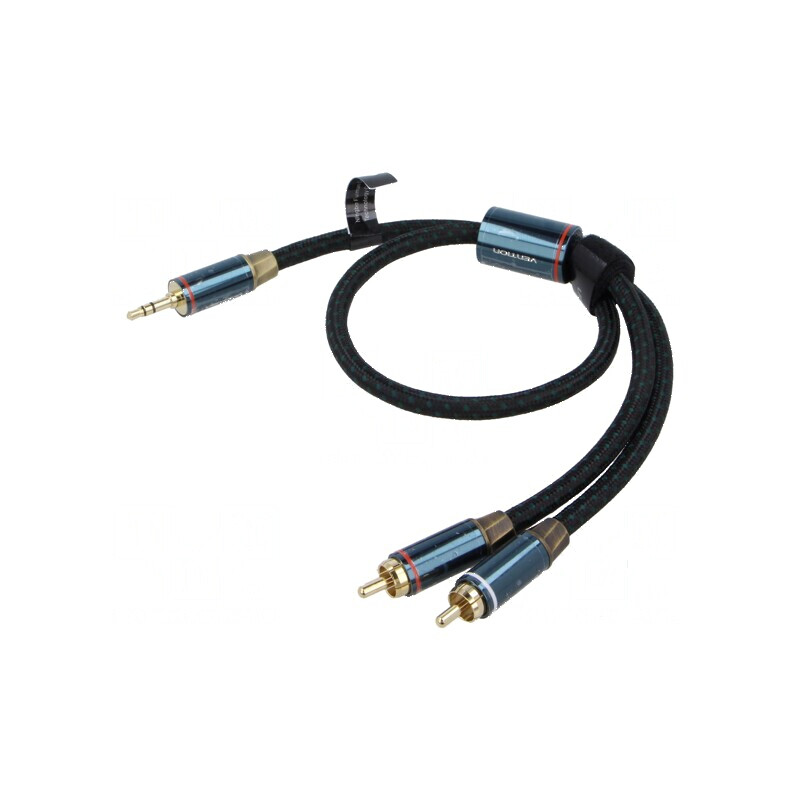 Cablu audio Jack 3,5mm mufă, RCA mufă x2 0,5m - negru aurit | Electronic-mag.ro | Componente Electronice