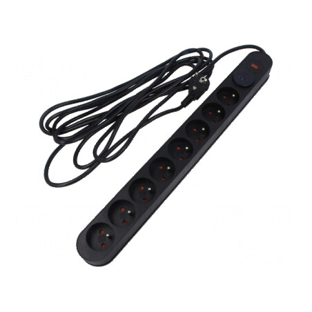 Prelungitor cu protecție la supratensiune, 8 prize 10A | Electronic-mag.ro | Componente Electronice