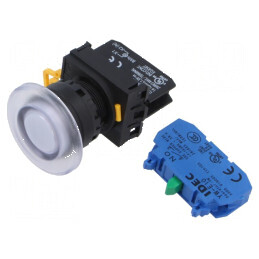 Comutator acţionat prin apăsare 22mm alb - 2 contacte NO | Electronic-mag.ro | Componente Electronice