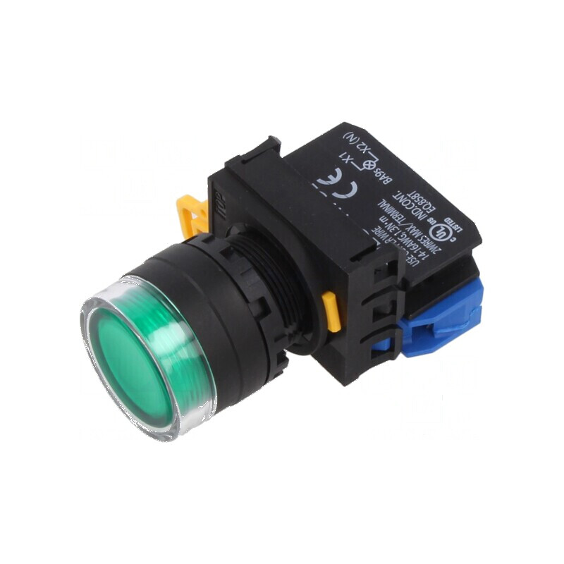 Comutator acţionat prin apăsare verde 22mm - Comutator de acţionare verde 22mm | Electronic-mag.ro | Componente Electronice