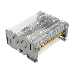 Bloc de distribuție cu 4 piste și 44 borne, gri 125A | Electronic-mag.ro | Componente Electronice