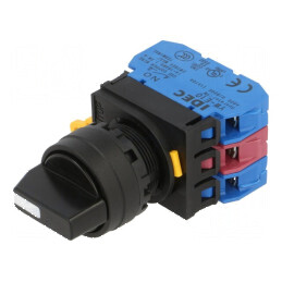 Comutator rotativ 22mm cu 2 contacte normal închise și 2 contacte normal deschise, culoare neagră: Comutator rotativ 22mm cu  | Electronic-mag.ro | Componente Electronice