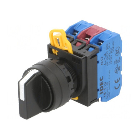 Comutator rotativ 22mm cu 2 poziții stabile - negru | Electronic-mag.ro | Componente Electronice